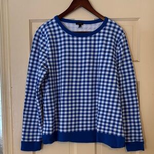 Royal blue Talbots gingham sweatshirt.